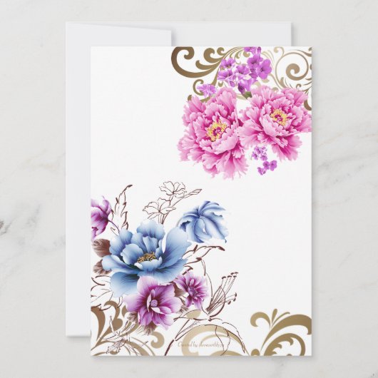 パープルフローラデライト結婚式招待状カード 招待状 (裏面)