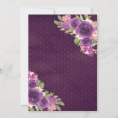 パープルフローラドレスバタフライ金ゴールドキンセアニェラ 招待状 (裏面)