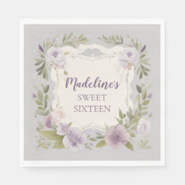 パープルフローラナプキンス スタンダードランチョンナプキン