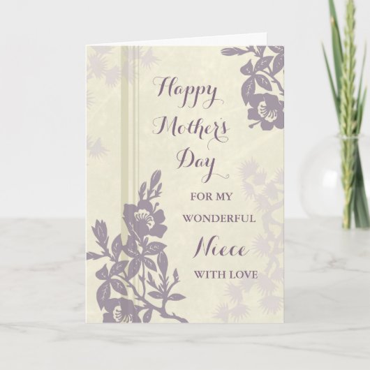 パープルフローラニーチェスハッピーマザーズデイカード カード (正面)