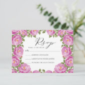 パープルフローラヌエストラボダウェディングスペインのRSVP 招待状 (スタンド正面)