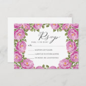 パープルフローラヌエストラボダウェディングスペインのRSVP 招待状 (正面/裏面)