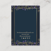 パープルフローラネイビーブルー&金ゴールドネックレスイヤリング 名刺 (裏面)