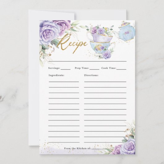 パープルフローラハイティーパーティー持参レシピカード サンキューカード (正面)