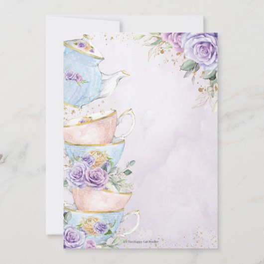 パープルフローラハイティーパーティー持参レシピカード サンキューカード (裏面)