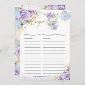 パープルフローラハイティーパーティー持参レシピカード サンキューカード (正面/裏面)