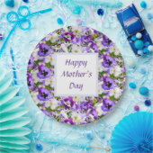 パープルフローラハッピーマザーズの日 ペーパープレート (パーティー)