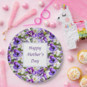 パープルフローラハッピーマザーズの日 ペーパープレート (パーティー)