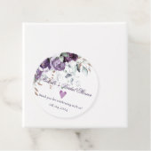 パープルフローラハートエレガントな結婚式 フェイバータグ (インサイチュ)