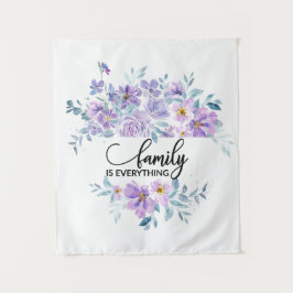 パープルフローラハートブーケ |ファミリ引用文 タペストリー