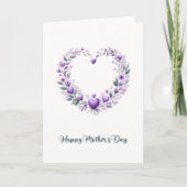 パープルフローラハート母の日 シーズンカード (正面)