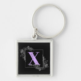 パープルフローラバタフカスタムィーモノグラム – Xandra キーホルダー