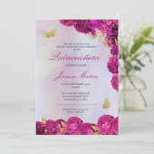 パープルフローラバタフライエレガントクインセニェラ 招待状 (スタンド正面)