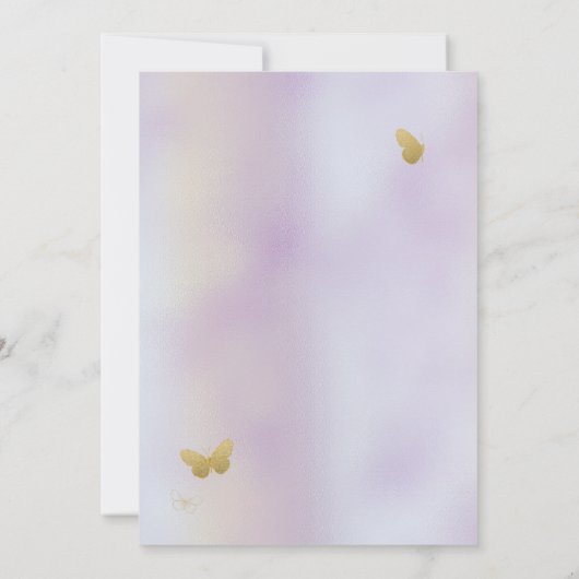 パープルフローラバタフライエレガントクインセニェラ 招待状 (裏面)