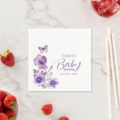 パープルフローラバタフライガールベビーシャワー スタンダードカクテルナプキン (インサイチュ)