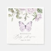 パープルフローラバタフライガールベビーシャワー スタンダードカクテルナプキン (正面)