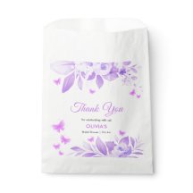 パープルフローラバタフライブライダルシャワーサンキュー