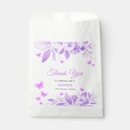 パープルフローラバタフライブライダルシャワーサンキュー フェイバーバッグ