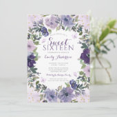 パープルフローラバタフライ金ゴールドスウィート16 招待状 (スタンド正面)