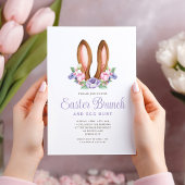 パープルフローラバニーイヤーイースターブランチ 招待状