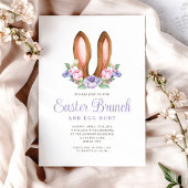 パープルフローラバニーイヤーイースターブランチ 招待状