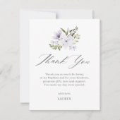 パープルフローラバプティスクロス《キリスト教》洗礼式や命名式 サンキューカード (正面)