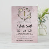 パープルフローラバプテスマ/《キリスト教》洗礼式や命名式招待状 招待状 (スタンド正面)