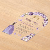 パープルフローラバラウォーターカラーキンセアニラ アクリル招待状 (レイダウン)