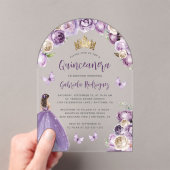 パープルフローラバラウォーターカラーキンセアニラ アクリル招待状 (インサイチュ (ポータブル))