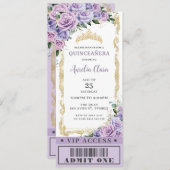 パープルフローラバラキンセアニラスイート16 VIPチケット 招待状 (正面/裏面)