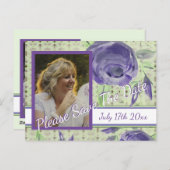 パープルフローラバラデザイン ポストカード (正面/裏面)