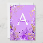 パープルフローラバラモノグラムバースデーパーティー 招待状 (裏面)