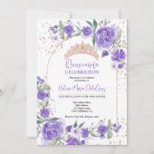 パープルフローラバラ金ゴールドティアラ王女キンセアニェラ 招待状 (正面)