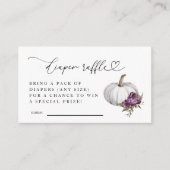 パープルフローラパンプキンおむつラッフルチケット エンクロージャーカード (正面)