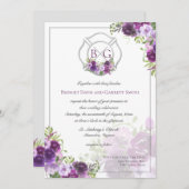 パープルフローラファイヤーファイターモノグラム招待状 シーズンカード (正面/裏面)