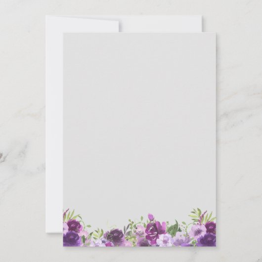 パープルフローラファイヤーファイターモノグラム招待状 招待状 (裏面)