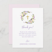 パープルフローラファースト聖餐式カスタム ノートカード (正面/裏面)