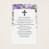 パープルフローラフォト悔やみや弔慰葬儀祈りの言葉カード (裏面)