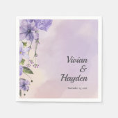 パープルフローラフォレ結婚スト紙ナプキンス スタンダードカクテルナプキン (正面)