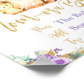 パープルフローラフクロウ赤ちゃんシャワー桃砂バーサイン ポスター (角)