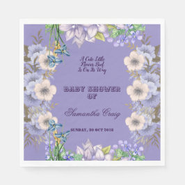 パープルフローラフラックス開花バルーンフラワーベビーシャワー スタンダードランチョンナプキン