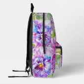 パープルフローラフラワーパンジー水彩バックパック プリントバックパック (左)