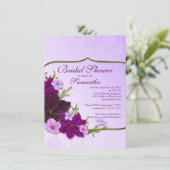 パープルフローラブライダルエレガントシャワーの招待 招待状 (スタンド正面)