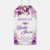 パープルフローラブライダルシャワーお願い ギフトタグ (正面)