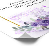 パープルフローラブライダルシャワーティーおしゃぶり狩りサイン ポスター (角)