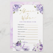 パープルフローラブライダルシャワーティーアドバイスとウィッシュ (正面/裏面)