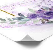 パープルフローラブライダルシャワーティーウェルカムサイン ポスター (角)