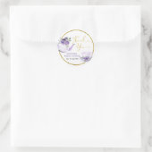 パープルフローラブライダルシャワーティーサンキューステッカー ラウンドシール (バッグ)