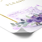 パープルフローラブライダルシャワーティースナックサイン ポスター (角)