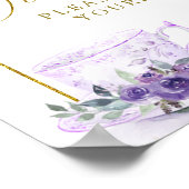 パープルフローラブライダルシャワーティードリンクサイン ポスター (角)